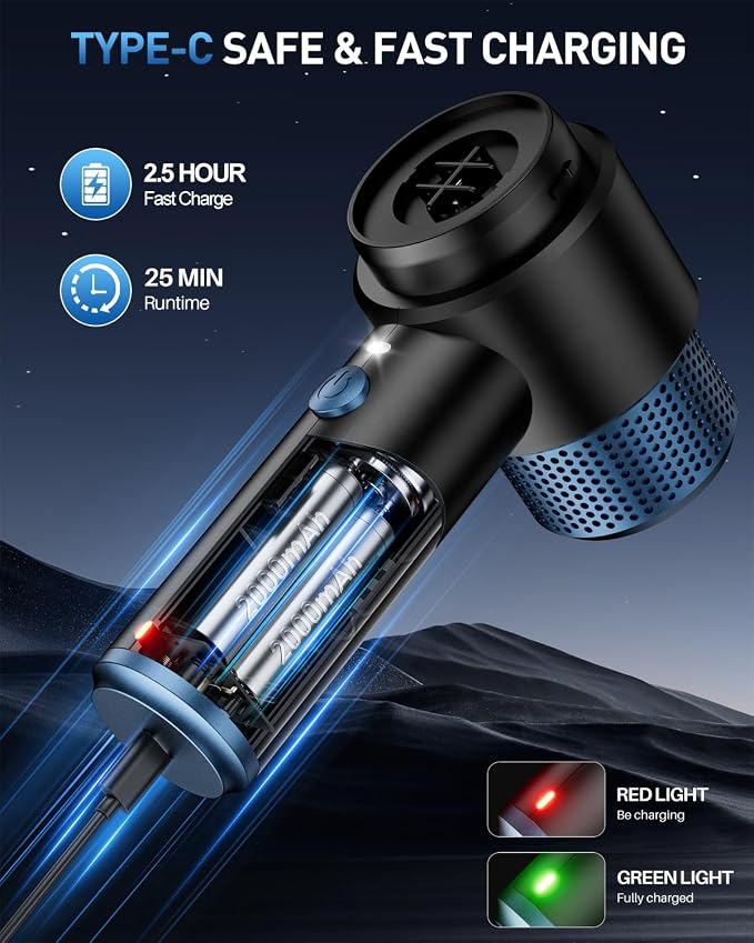 EYYA Handheld Car Vacuum Cleaner Cordless, 15000PA High Power Vacuum & Air - Image 6