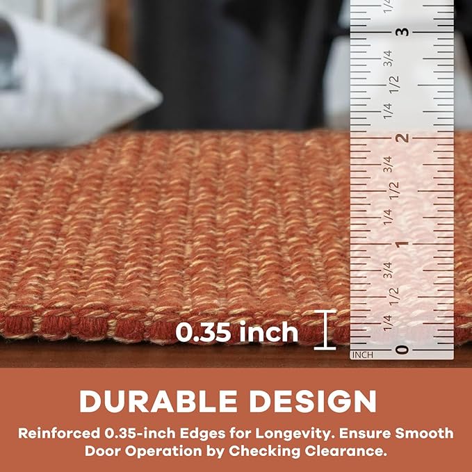 KOZYFLY Long Runners for Hallways 3x12 ft Washable Kitchen Runner Non Slip Rubber Backed Hallway Rugs Cotton Entryway Runner Rug Floor Carpet for Indoor Hall, Backdoor, Kitchen, Orange/Tan