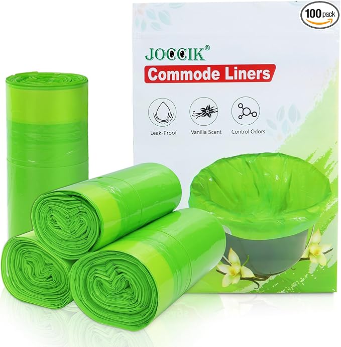 Commode Liners for Bedside Commode Vanilla Scented 100pcs Disposable Bags by JOCCIK
