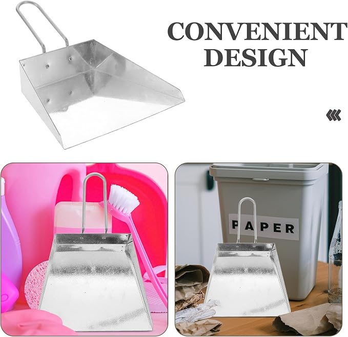 Toyvian Stainless Steel Handheld Dustpan Mini Flat Heavy Duty Tabletop Garbage - Image 3