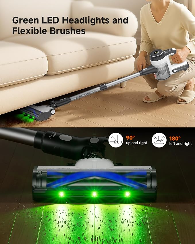 YONNDER Cordless Vacuum Cleaner, 48KPA/550W/65Mins Powerful Stick Vacuum - Image 5