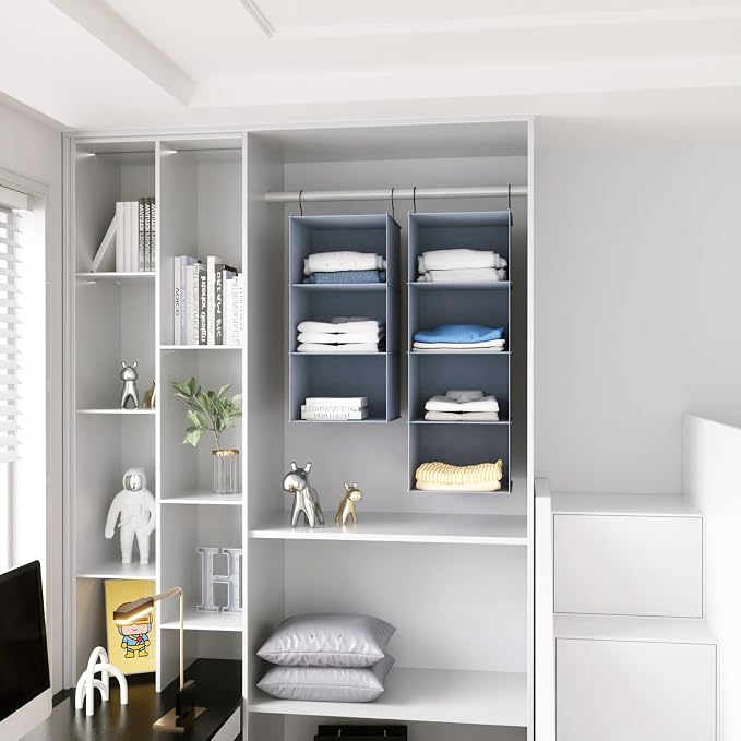 Hanging Closet Organizer and Storage 3-Shelf, Easy Mount Foldable Hanging - Image 9