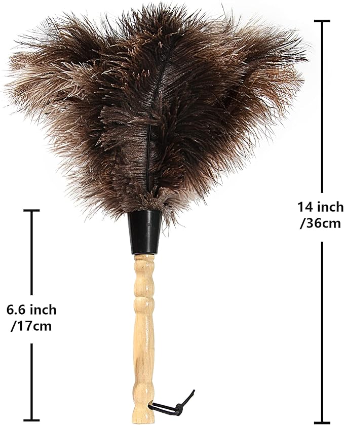 Ostrich Feather Duster 14 inch Feather Duster Fluffy Natural Genuine Ostrich - Image 2