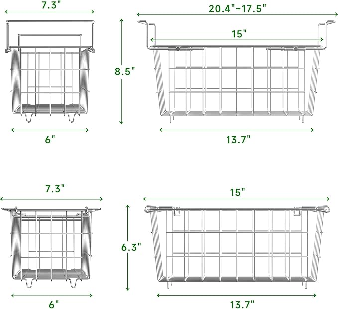 4-Pack Stackable & 1-Pack Hanging Chest Freezer Organizer Bins - Image 2