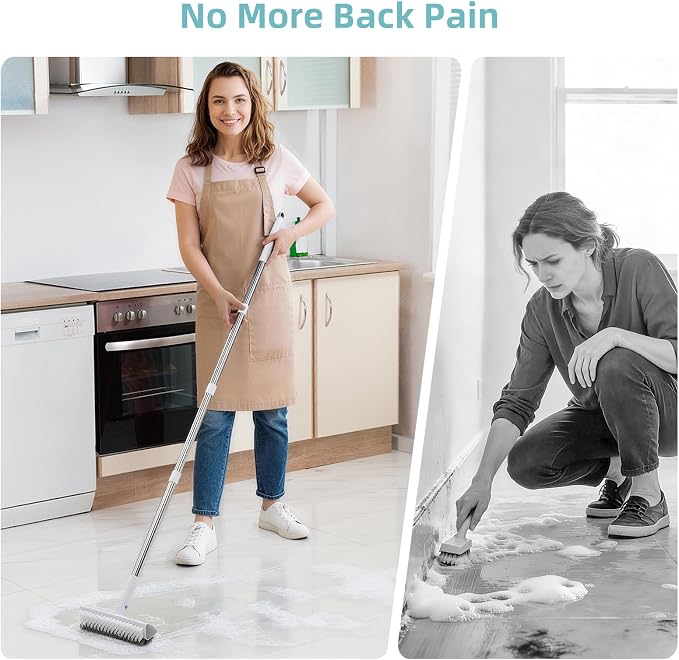 MOPALL Floor Scrub Brush with Long Handle 55", Dual-Sided Stiff Bristle Grout - Image 5