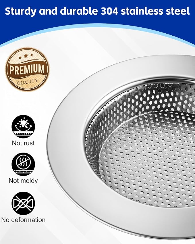4-Pack Kitchen Sink Drain Strainer, Sturdy Stainless Steel, - Image 3