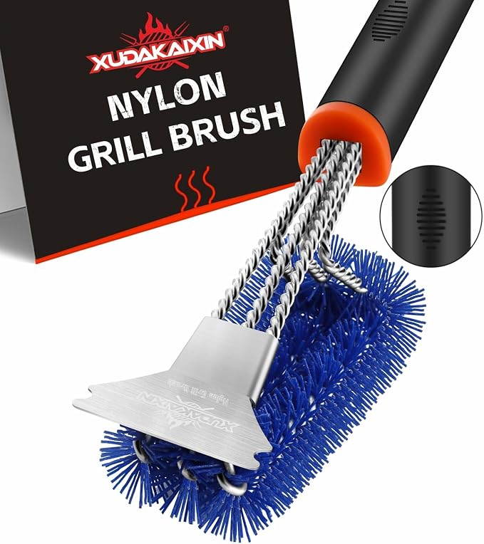 Grill Brush and Scraper, Safe Nylon Bristles Barbecue Triple Scrubbers Cleaning by XUDAKAIXIN