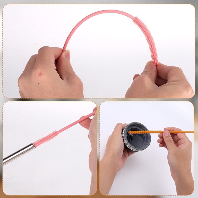 2pcs Silicone Straw Cleaner Brush, 9.44in Extra Long Reusable Straw Brush - Image 3