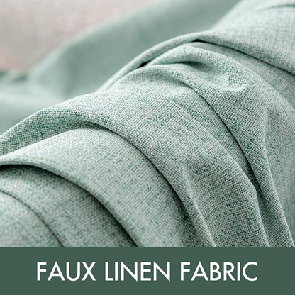 MIULEE Linen Blackout Curtains and Drapes 100% Room Darken Thermal Insulated Grommet Window Panels with Coating 2 PCs W 42 x L 90 inches Seafoam Green