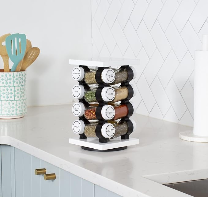 Orii Spice Rack 16 Jar Set White Filled - Image 4