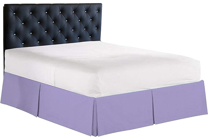Bed Skirt - 100% Cotton 800 Thread Count Box Pleated Bed Skirt - Luxury Pleated Dust Ruffle, Hotel Quality Modern Bed Skirt, Easy Fit with 12 Inch Tailored Drop, Full, Lilac