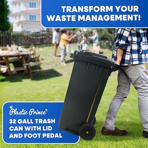 32 Gallon Step-On Large Outdoor Trash Can - Image 9