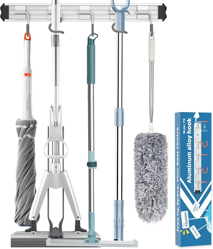 Mop and Broom Holder Wall Mount Garden Tool Rack Organizer, Modern Style by Paglipat