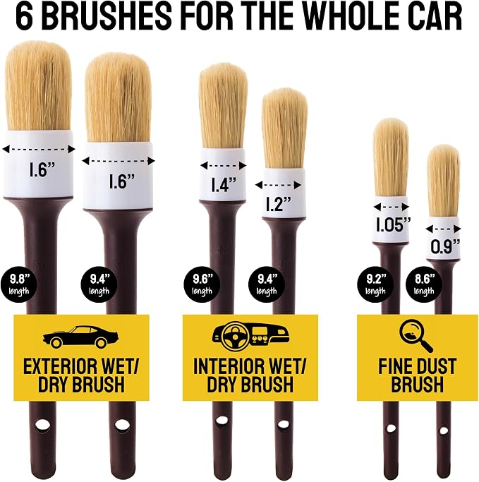 Soft Boar Hair Car Detailing Brush Set - Image 3