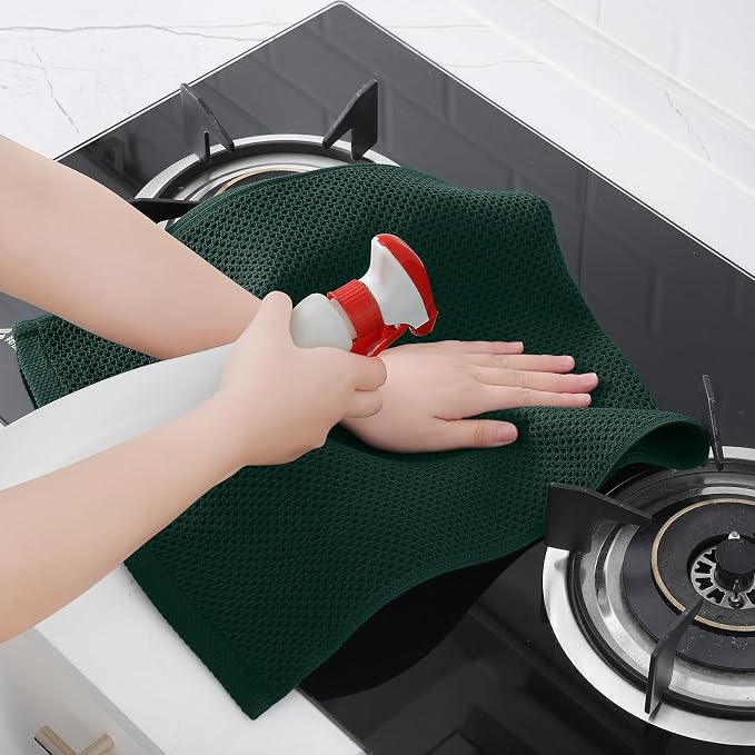 Homaxy 100% Cotton Waffle Weave Kitchen Towels, Quick Drying Cleaning Towels - Image 5