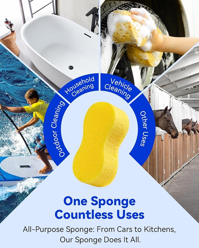 Temede 5-Pack Car Wash Sponges, 9.1" x 4.3" x 2.4" Large Sponges, Extra Thick - Image 6