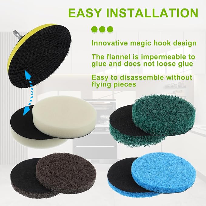 16pcs Electric Cleaning Brush Pad Set 4 Foam Pads 4 Kitchen Mats 4 Performance - Image 5