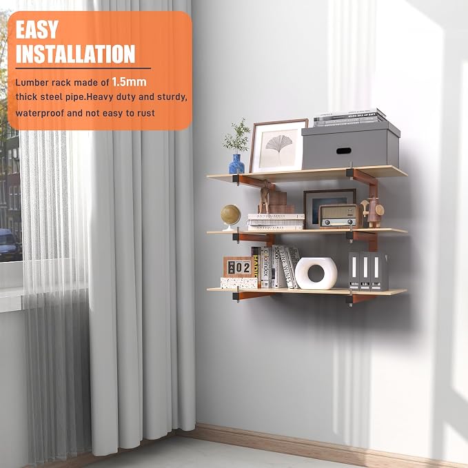 Lumber Rack Wall-Mounted Lumber Storage Rack, Heavy Duty Wood Storage Racks - Image 4