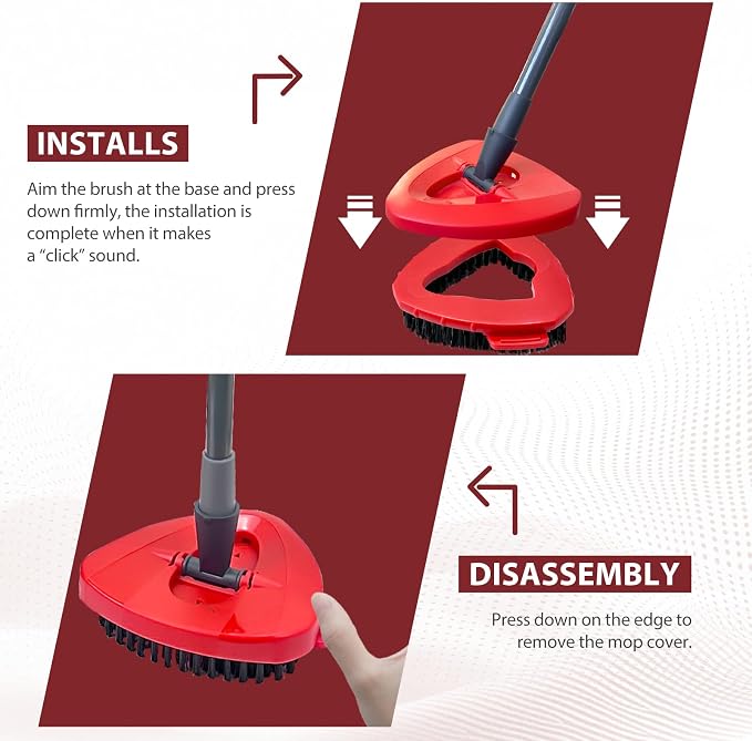 Spin Mop Scrub Brush Head, Triangle Stiff Bristle Scrubber Mop Head - Image 5