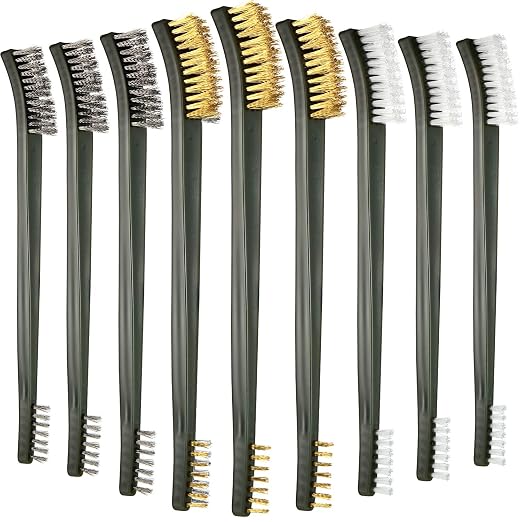 Patelai 9 Pcs Mini Wire Brush Set – Stainless Steel, Brass & Nylon – Rust by Patelai