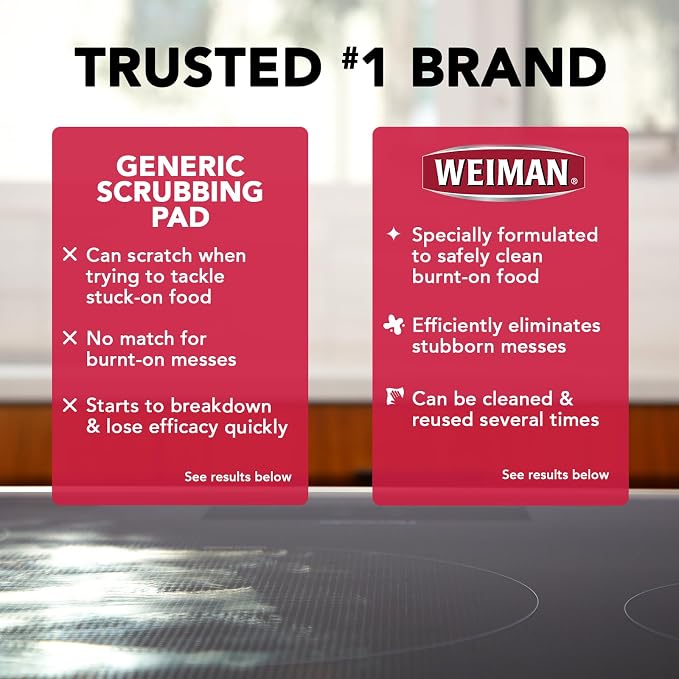 Weiman Cook Top Scrubbing Pads, 2 Pack Cuts Through the Toughest Stains - Image 7