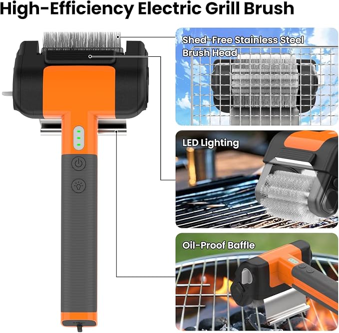 Electric Grill Brush, Cordless Electric Rotary Grill Cleaner - Image 2