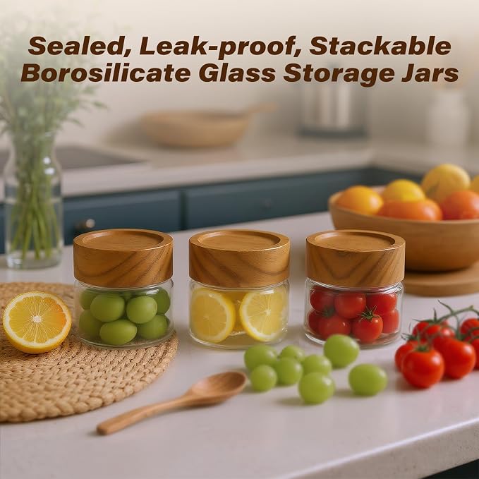 6-Pack 4 oz Stackable Airtight Glass Canisters - Image 2