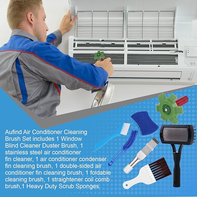 Aufind 7 PCS Different Air Conditioner Fin Cleaner kit, Brush Condenser Ac Coil - Image 2