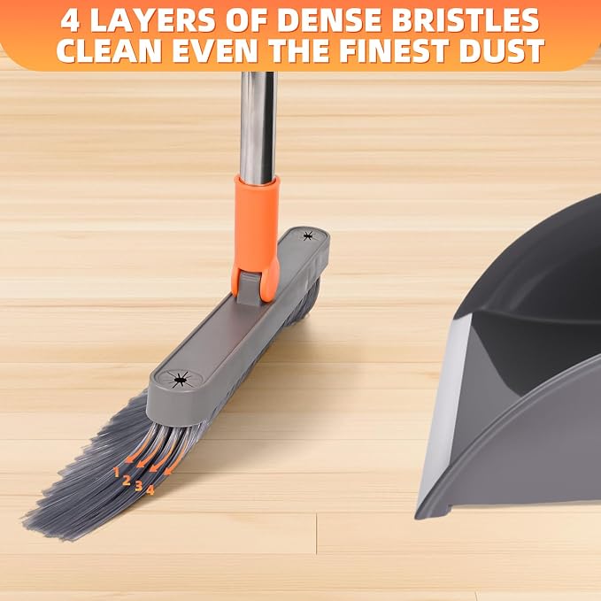 Ease of Assembly Broom and Dustpan Set, Self Cleaning - Image 6