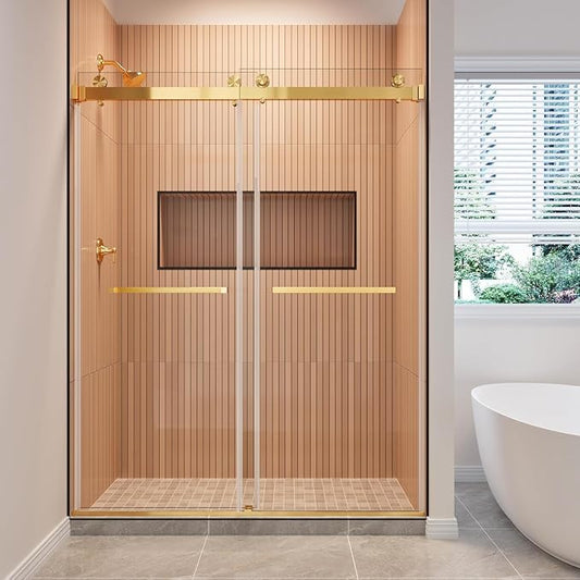 56-61" W x 79" H Frameless Shower Door, Double Sliding Glass Shower Door by AHNDL