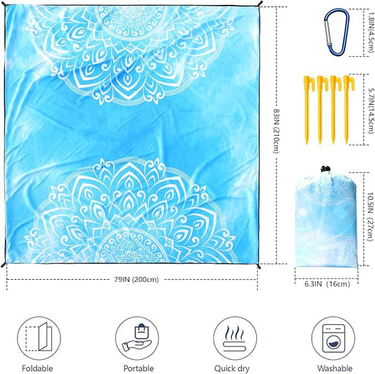 WIWIGO Beach Blanket Waterproof Sandproof Beach Mat 79" X 83"/10'x9'for 2-8 - Image 2