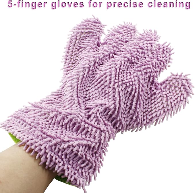 BokWin 2-Pack Car Wash Mitt Scratch Free, 5-Finger Microfiber Wash Mitts - Image 3