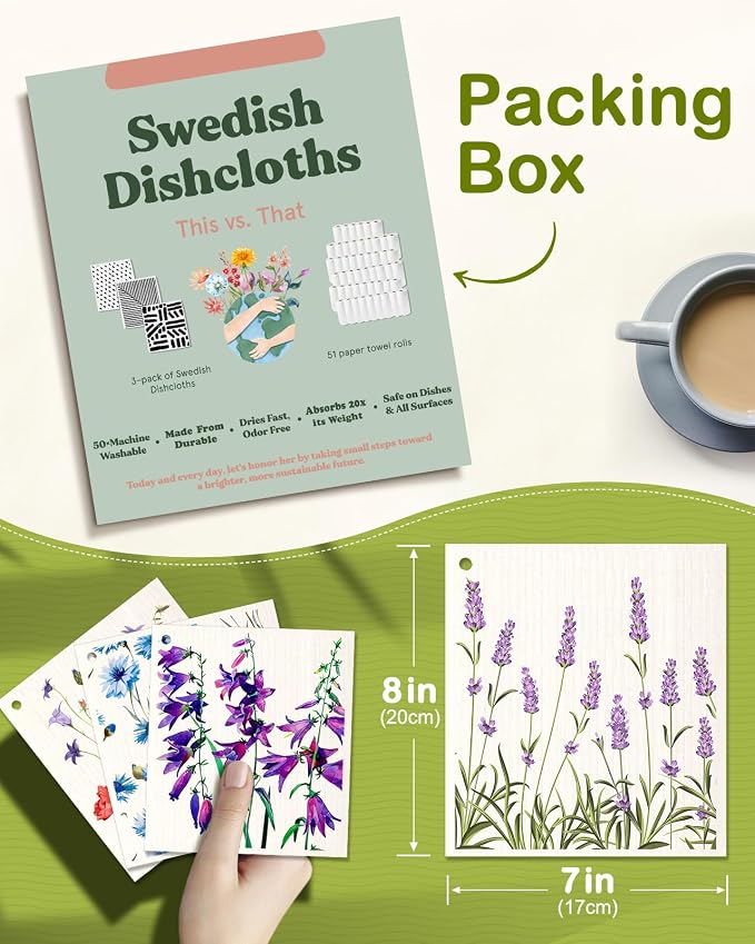 6 Pack Swedish Dishcloths for Kitchen - Image 2