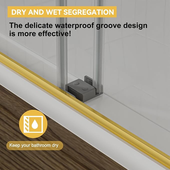56"-60" W x 75" H Frameless Shower Door, Double Sliding Shower Door, 5/16" - Image 5