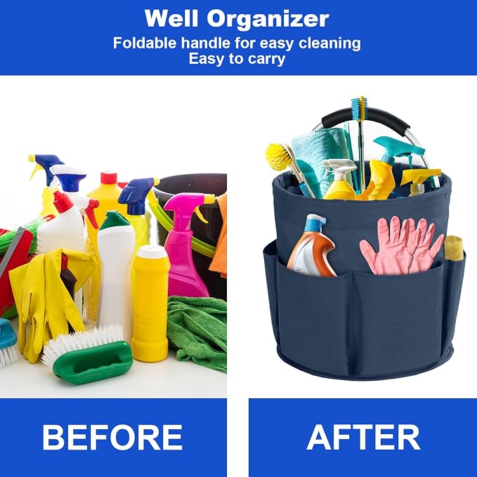 Cleaning Caddy with Handle, Cleaning Products Organiser, 17L Foldable Storage - Image 2