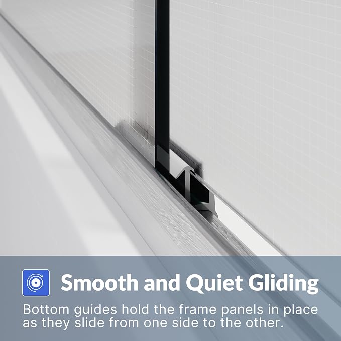 SUNNY SHOWER Double Sliding Shower Door Frosted Glass Shower Enclosure Sliding - Image 5