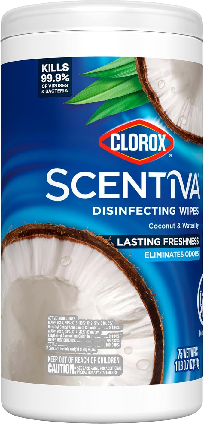 CLOROX Scentiva Disinfecting Wipes, Coconut and Waterlily - Image 9