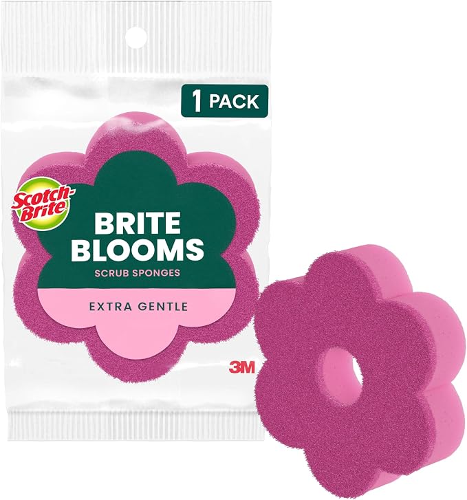 Scotch-Brite Brite Blooms Extra Gentle Scrub Sponge, Dishwasher-Safe Kitchen by Scotch-Brite