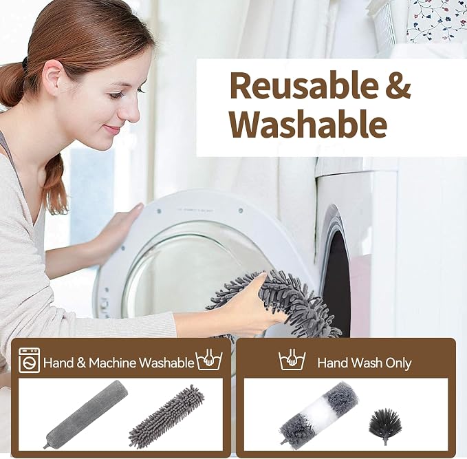 HAMEINY Feather Duster for Cleaning Microfiber Furniture Dusters - Image 5