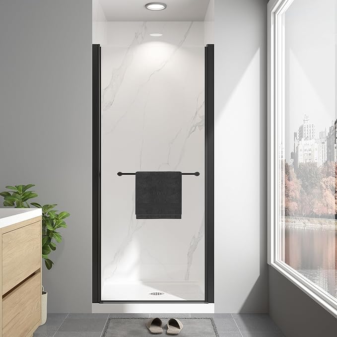 Frameless Pivot Shower Door 34"-36" W x 72" H, Swing Shower Glass Doors by EASYWORC