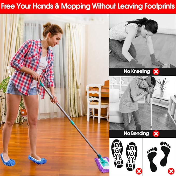 10 Pieces Microfiber Mop Slippers Shoes Cover Soft Washable Reusable Floor - Image 5