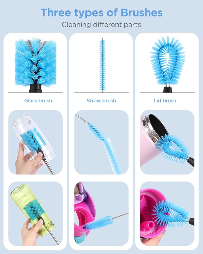 EasyAcc Water Bottle Cleaner Brush, 3 Pack 15 Inches Straw Brush Cleaner - Image 4