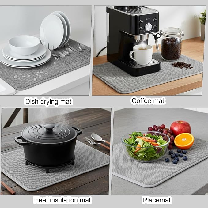 Microfiber Small Dish Drying Mat, 11.8x15.7 Inch Absorbent Dish Drainer Kitchen - Image 6