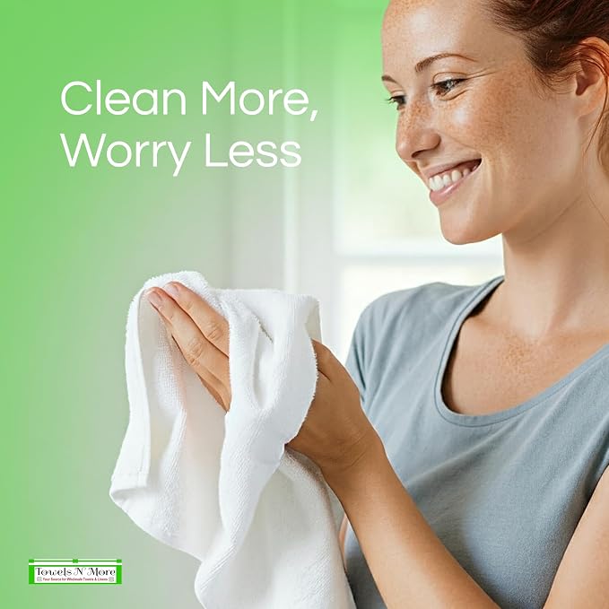 Towels N More 24 Pack 16x19 Bar Mop Towels White Absorbent Cotton Kitchen Towels - Image 7