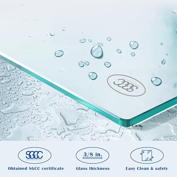 Frameless Shower Door, 3/8" Clear Tempered Glass, Waterproof Bathroom Shower - Image 7