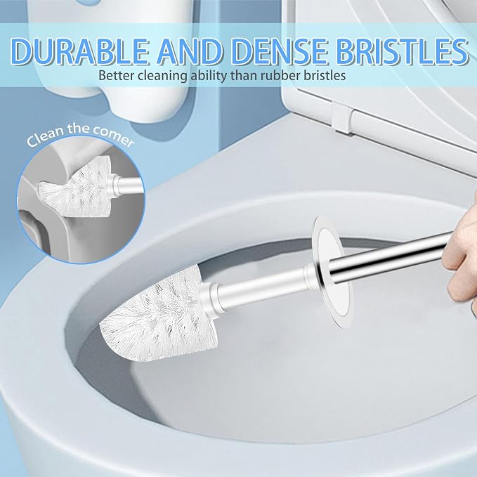 Toilet Brush and Holder Set, Compact Toilet Bowl Brush - Image 4