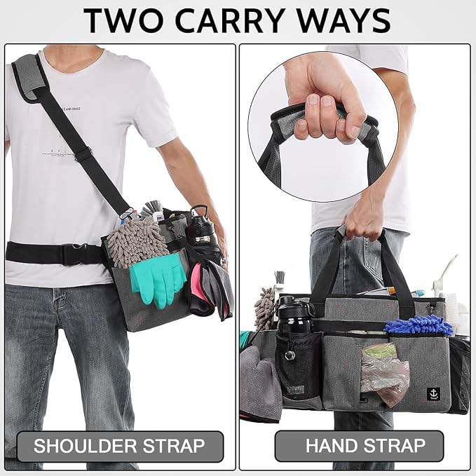 Large Cleaning Caddy Bag Built-in Sturdy Support Board, Cleaning Organizer - Image 5