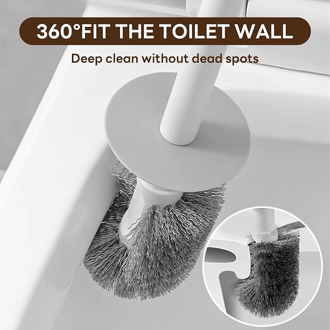 2 Pack Toilet Brush & Holder Set, Lightweight Plastic Handle, Space Saving - Image 6