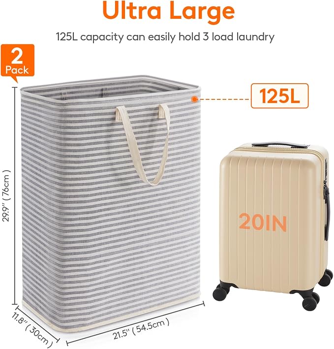 Lifewit 2 Pack Laundry Hamper Large Collapsible Laundry Baskets, Freestanding - Image 4