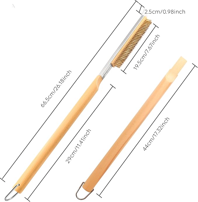 26'' Pizza Brush with Stainless Steel Stone Scraper - Image 7